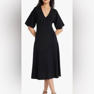 George Black Sheath Dress with V-Neck and Dolman Sleeves